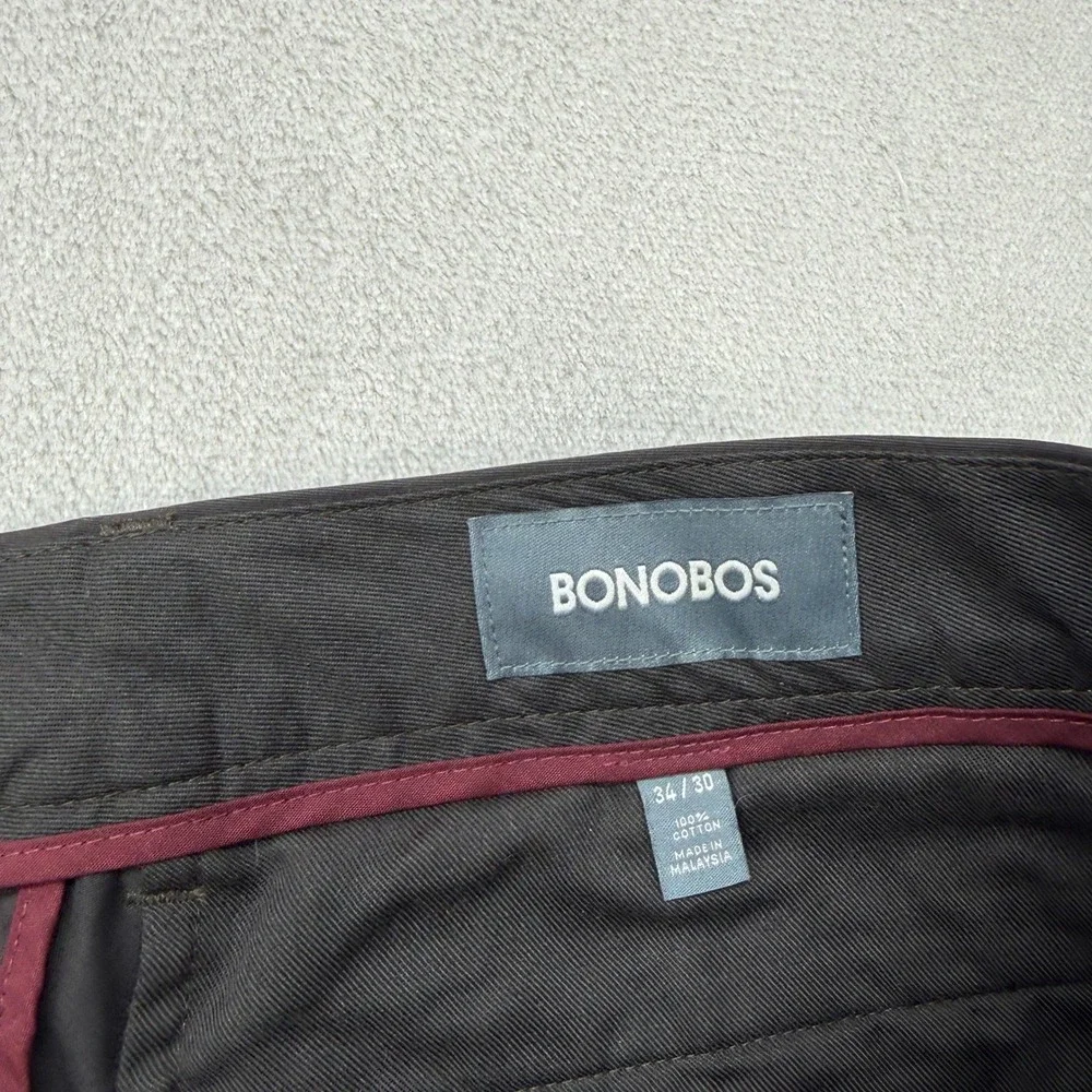 Bonobos Tuesday Chino Pants Mens 34x30 Brown Slim Straight Leg Performance Light